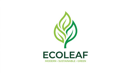 Fototapeta premium Eco Leaf Logo Design with Sustainable Text.