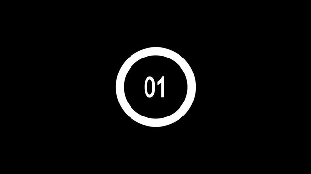 A modern 5-second countdown timer video animation with fast motion, clean digital style, and minimal stopwatch effect, perfect for editing, UI, and motion graphics use.