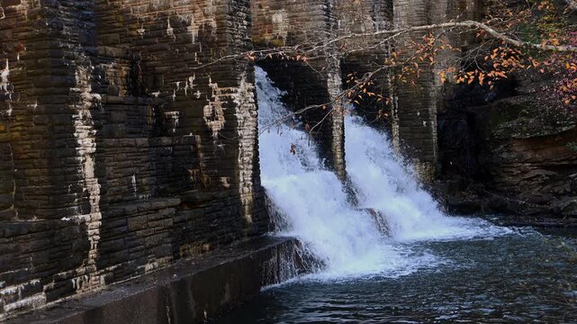 Tennessee, Cascade waterfall on the historic Byrd Creek Dam located at Cumberland Mountain State Park