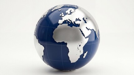 Fototapeta premium Shiny blue and silver metal globe of the earth