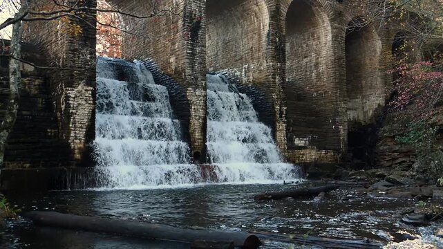 Tennessee, Cascade waterfall on the historic Byrd Creek Dam located at Cumberland Mountain State Park