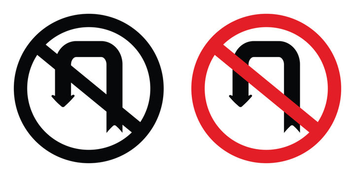 No u turn road sign design illustration drawings