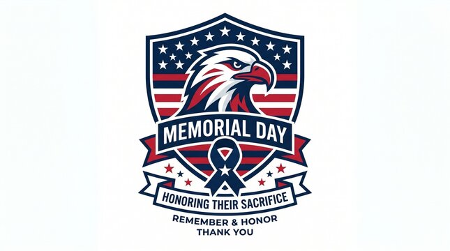 Memorial day tribute with patriotic eagle emblem