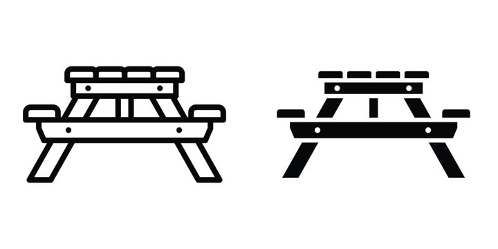 Picnic table icon design illustration drawings