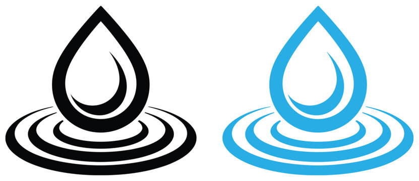 Raindrop ripple circle outline icon, simple water drop and ripple wave symbol isolated vector illustration for weather and nature design.