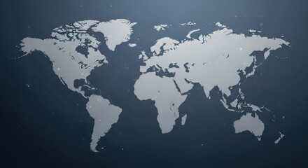 Naklejka premium Stylized graphic representation of the Earth's continents against a dark blue digital background