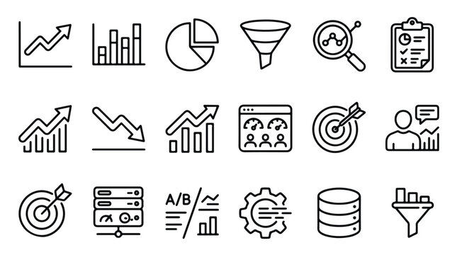 Business analytics icons set collection