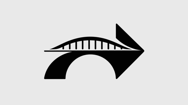 Arrow turning into arched bridge span &ndash; Ideal for building partnerships, cross-functional collaboration, or link-building concepts.