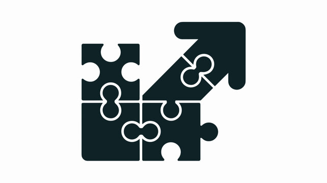 Interlocking puzzle pieces forming arrow &ndash; Great for modular growth, partnership synergy, or organized collective efforts.