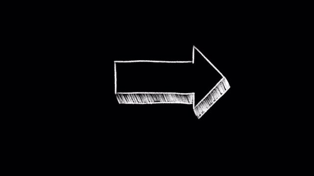 White arrow doodle chalk animation transparent background