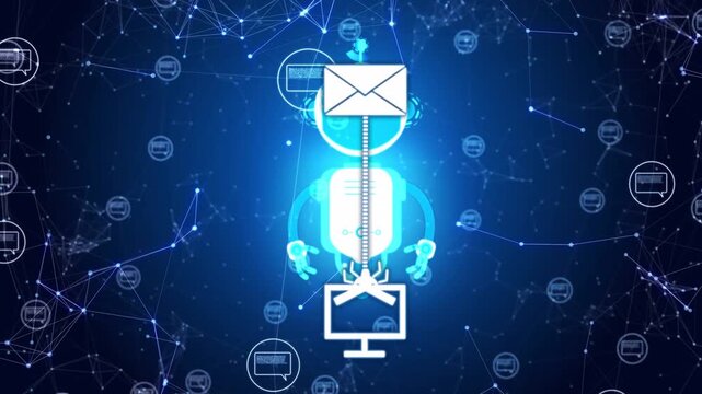 Malicious mail dropping robot screen lowering, bug zipper linking, infecting core, shield forming