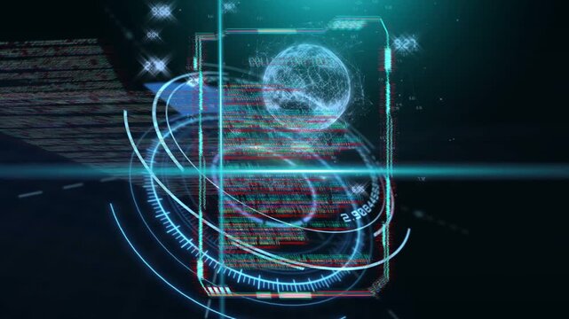 Signal starting holo document UI animating radar ring spiraling scan collecting data for monitoring