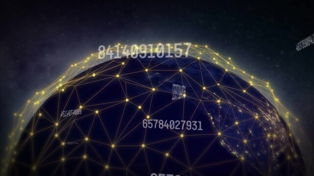 On load networked globe rotating, camera orbiting and zooming, numbers resolving to show data flow