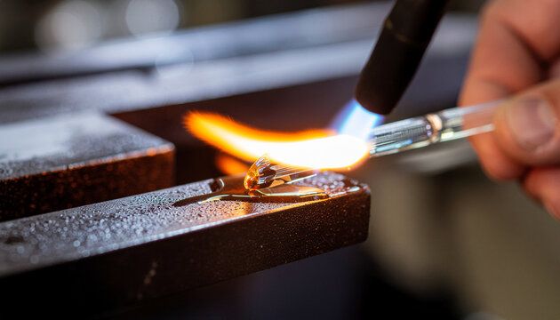 Glassblowing process with flame
