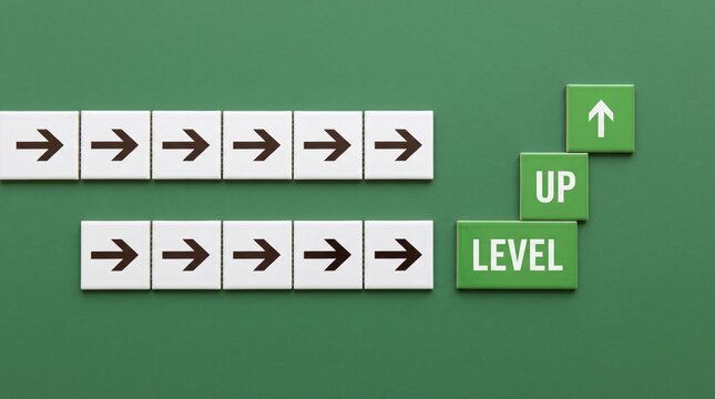 Arrow Tiles with Level Up Progress Concept