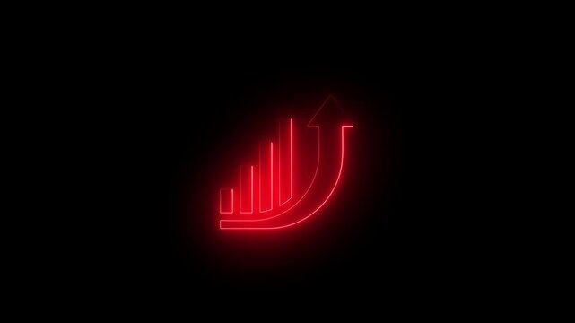 Abstract neon line business graph animation. Abstract business growth and start up business concept icon. Business graph chart icon animation
