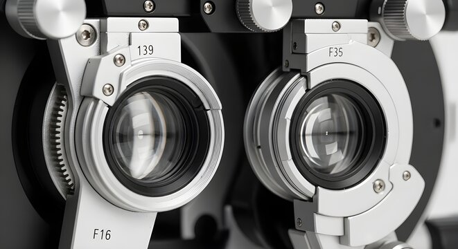Twin lens reflex camera close-up with aperture and focus settings