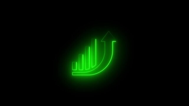 Abstract neon line business graph animation. Abstract business growth and start up business concept icon. Business graph chart icon animation