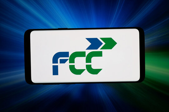 Stuttgart, Germany - 04-28-2026: In this photo illustration, the logo of Fomento de Construcciones y Contratas (FCC) is displayed on a smartphone in front of abstract background on computer screen.