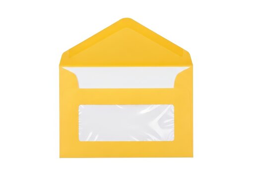 Yellow envelope with clear plastic window