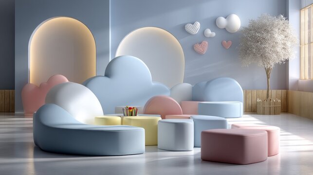 Modular Seating Arrangement in Learning Environment with Soft Colors