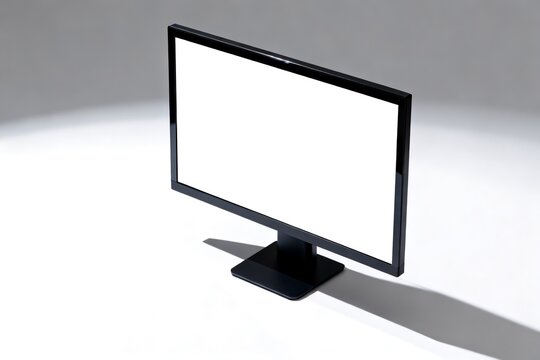 Black computer monitor with white screen