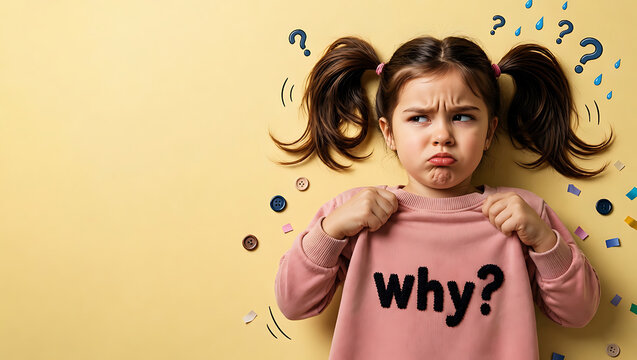 Enfant faisant une grimace avec un pull rose 