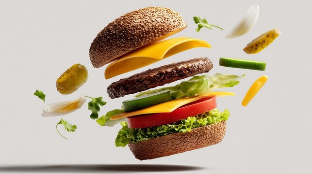 Deconstructed Burger Minimal Shadow Png Beef Burge Fbabdabdccbccfa Digital Illustration Image Graphic Visual Background For Marketing Presentation Pri