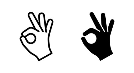 Obraz premium Okay Hand Gesture Vector Icons, Approval Sign, Success Symbol, Agreement Symbol