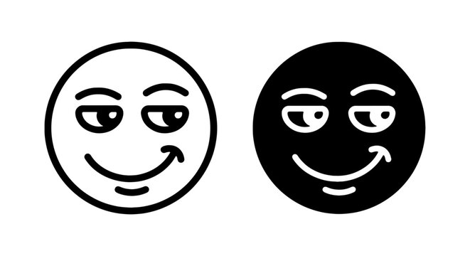 Sly Smirking Face Emoticon, Playful Expression Icon, Winking Smiley Character, Vector Art for Social Media and Messaging Apps