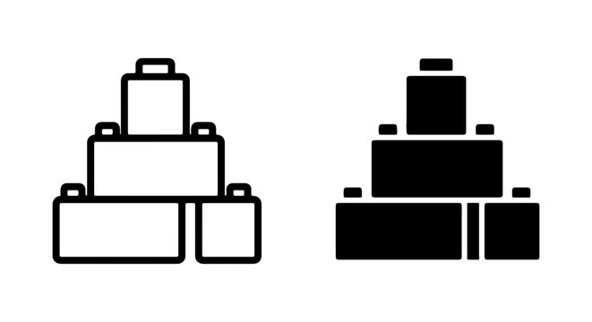 Building Blocks Icon Set, Stacked Toy Bricks Vector Graphics, Simple Construction Elements