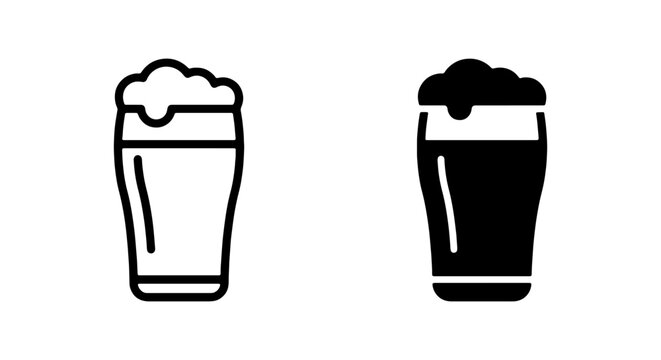 Beer Glass Icons, Pint Drink Vector Art, Refreshing Beverage Graphics, Alcohol Liquid Symbols