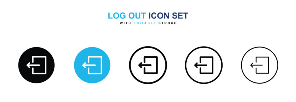 Log Out icons vector collection in black and blue colors on white background