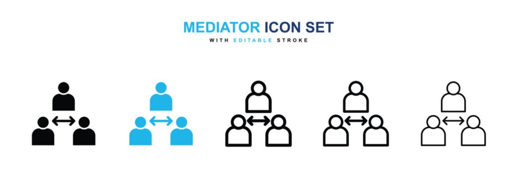 Mediator icons vector collection in black and blue colors on white background