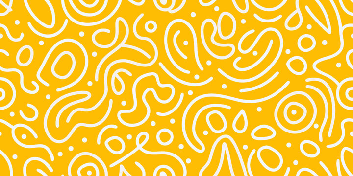 abstract line doodle pattern on yellow background