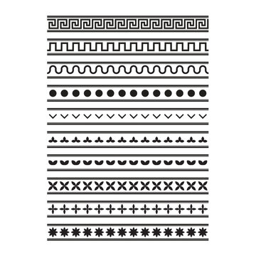 Greek Motif Pattern Border Set &ndash; Geometric Decorative Greek Key Line Borders Collection