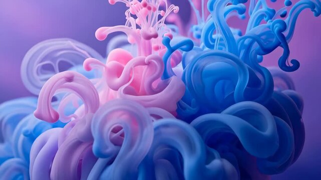 Colorful swirls of pink and blue abstract art digital artwork creative studio close-up visual expression
