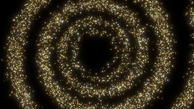 luxury gold glowing dust background concentric circles loop
