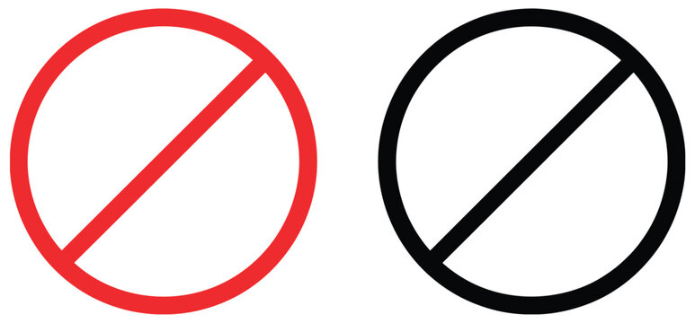 Prohibition sign icon showing universal no entry symbol for restriction, stop warning, forbidden access, and public safety control design visuals
