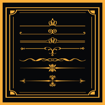 Vintage Gold Decorative Dividers and Borders Set