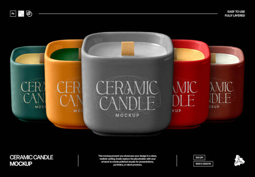 Ceramic Candle Mockup &ndash; Isolated Packaging Branding Presentation (PSD)