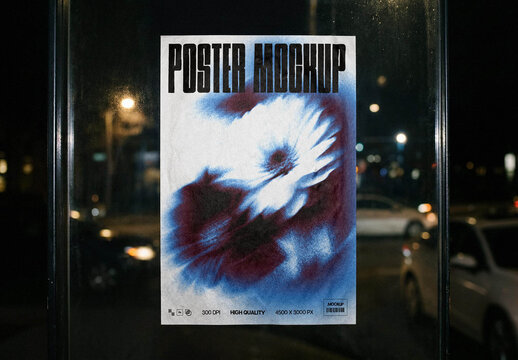 Night Station Poster Mockup &ndash; Outdoor Branding Presentation (PSD)