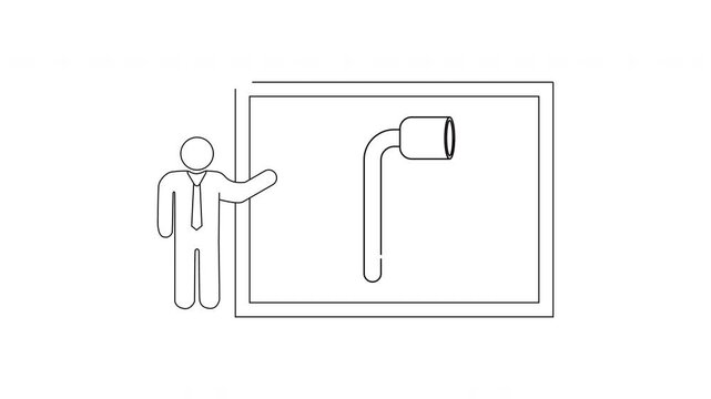 Diagram illustrating the scale of a shower head installation with a person for reference.