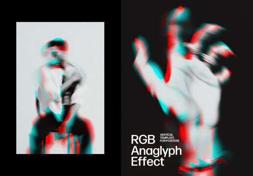RGB Shift Photo Effect &ndash; Anaglyph for Poster & Social Media (PSD)