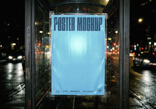 Paper Poster Mockup &ndash; Night Branding Presentation (PSD)
