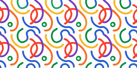 Fototapeta premium multicolored continuous line pattern on white background
