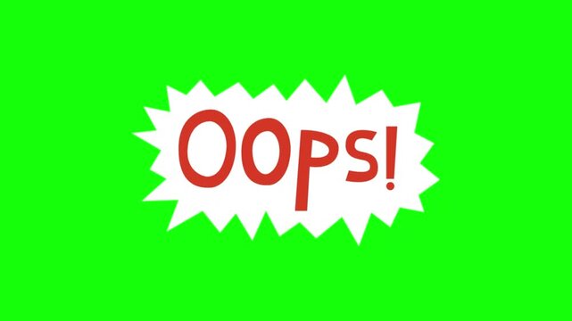 Oops Error Message on Green Screen Background
