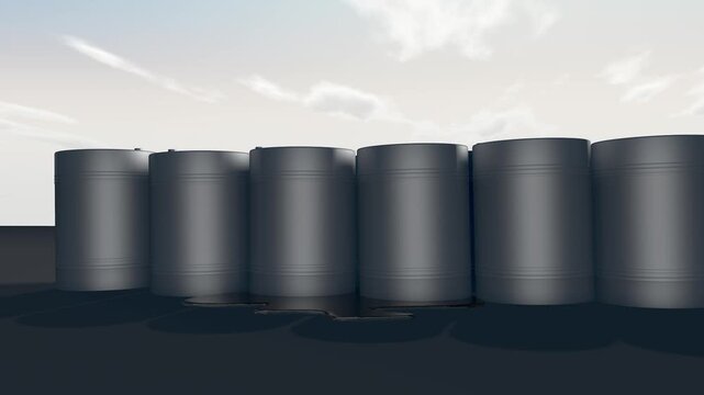 Petroleum Oil Containers Arranged in a Row
