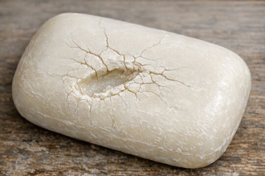 A slice of bread sits atop a wooden table, ready for use or display