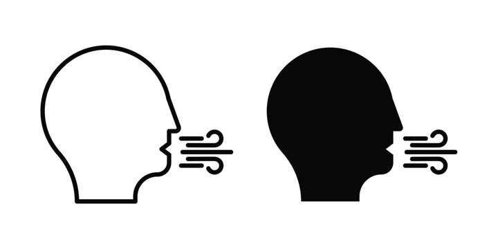 Breath icon logo line black symbols collections.